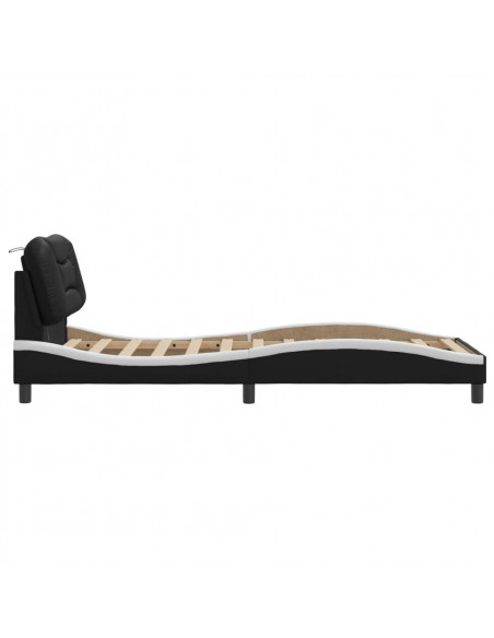 Giroletto con Luci LED Nero e Bianco 80x200 cm in Similpelle