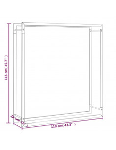 Portalegna Nero Opaco 110x28x116 cm in Acciaio
