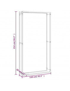 Portalegna Nero Opaco 110x28x214 cm in Acciaio