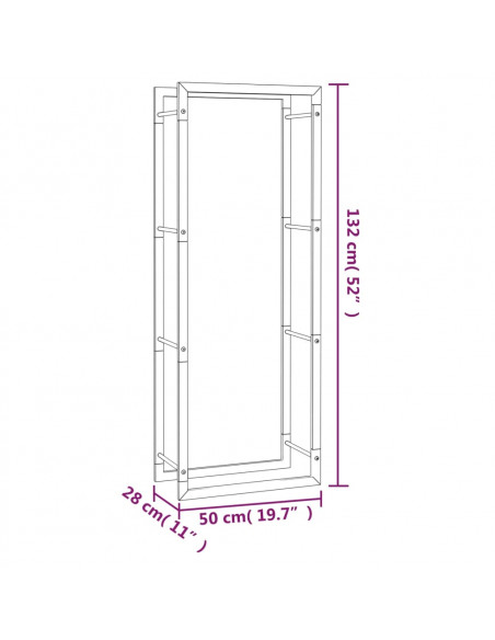Portalegna Nero Opaco 50x28x132 cm in Acciaio