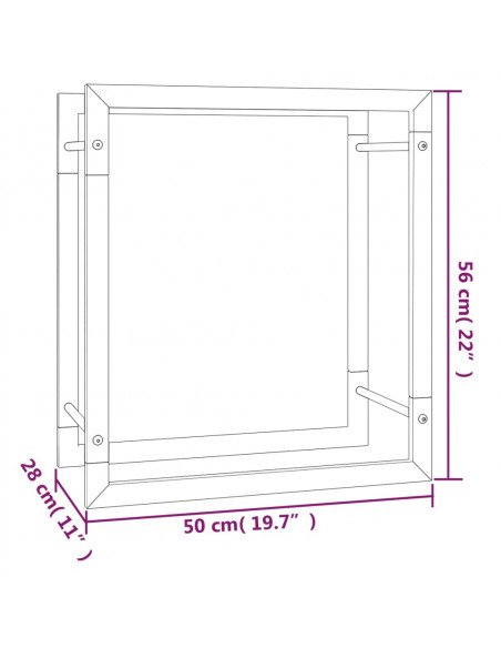 Portalegna Nero Opaco 50x28x56 cm in Acciaio