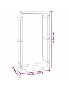 Portalegna Nero Opaco 50x28x94 cm Acciaio