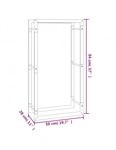 Portalegna Nero Opaco 50x28x94 cm Acciaio