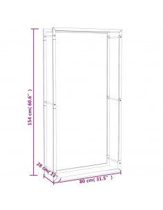 Portalegna Nero Opaco 80x28x154 cm in Acciaio