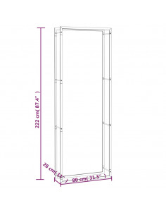 Portalegna Nero Opaco 80x28x222 cm in Acciaio