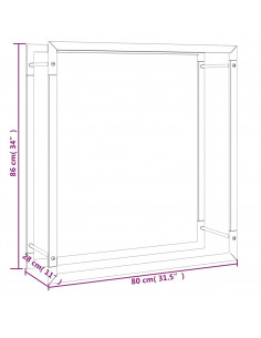 Portalegna Nero Opaco 80x28x86 cm in Acciaio