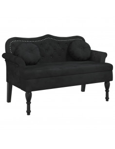 Panca con Cuscini Nera 120,5x65x75 cm in Velluto 2