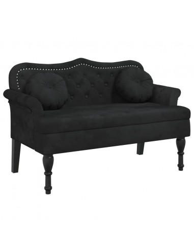 Panca con Cuscini Nera 120,5x65x75 cm in Velluto