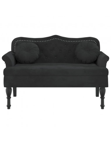 Panca con Cuscini Nera 120,5x65x75 cm in Velluto