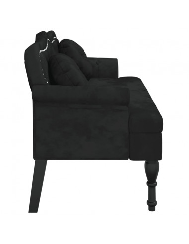 Panca con Cuscini Nera 120,5x65x75 cm in Velluto