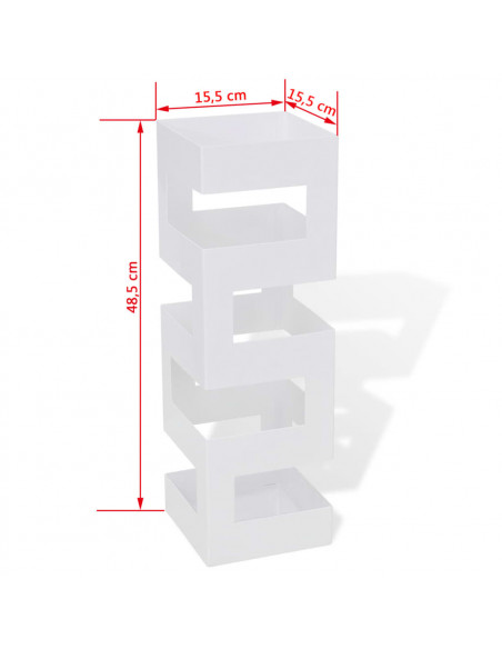 Portaombrelli Bastoni Passeggio Quadrato Acciaio 48,5 cm Bianco