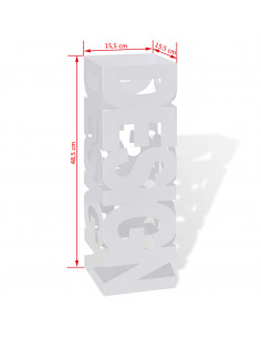 Portaombrelli Bastoni Passeggio Quadrato Acciaio 48,5 cm Bianco