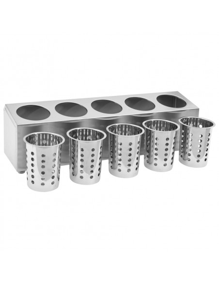 Portaposate con 5 Inserti Rettangolare in Acciaio Inox Portaposate con 5 Inserti Rettangolare in Acciaio Inox
