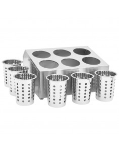 Portaposate con 6 Inserti Quadrato in Acciaio Inox