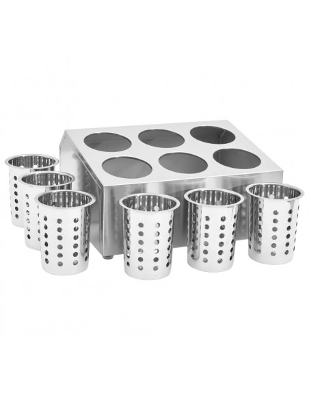Portaposate con 6 Inserti Quadrato in Acciaio Inox