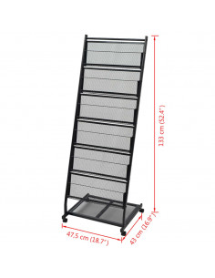 Portariviste 47,5x43x133 cm Nero A4