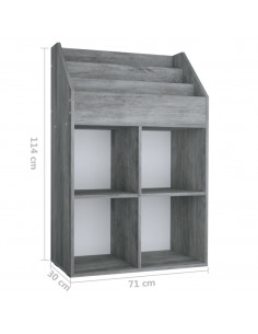 Portariviste Bambini Grigio Cemento 71x30x114 cm Multistrato