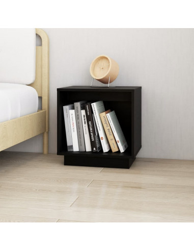 Comodini 2 pz Neri 40x30x40 cm in Legno Massello di Pino