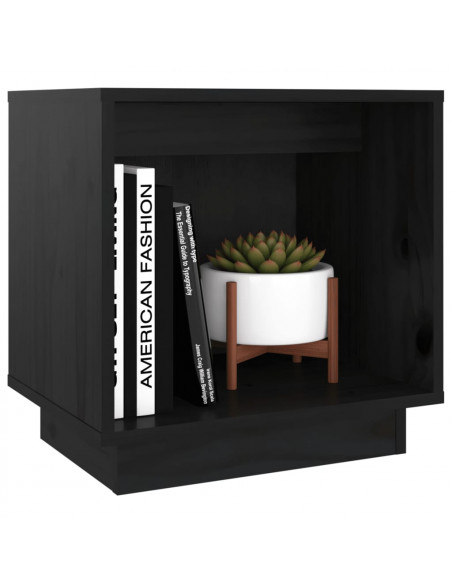 Comodini 2 pz Neri 40x30x40 cm in Legno Massello di Pino
