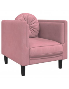 Poltrona con Cuscino Rosa in Velluto 2