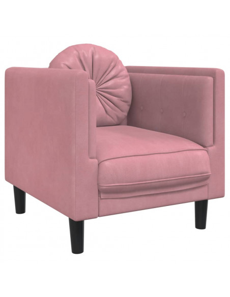 Poltrona con Cuscino Rosa in Velluto