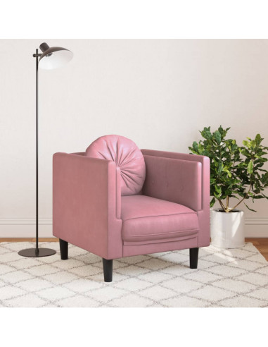 Poltrona con Cuscino Rosa in Velluto