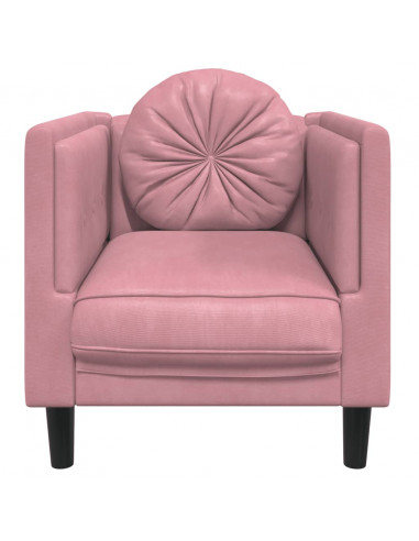 Poltrona con Cuscino Rosa in Velluto