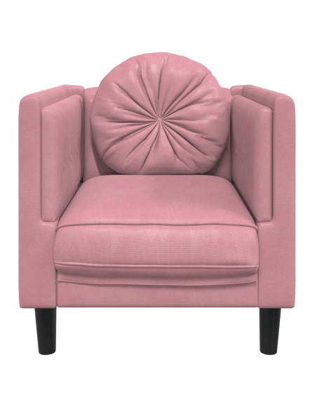 Poltrona con Cuscino Rosa in Velluto