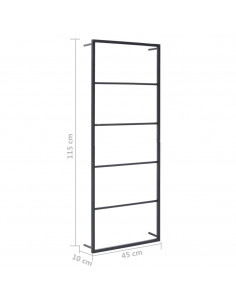 Portasciugamani Nero 45x10x115 cm in Acciaio