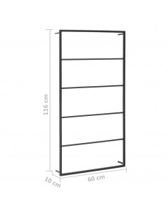Portasciugamani Nero 60x10x116 cm in Acciaio