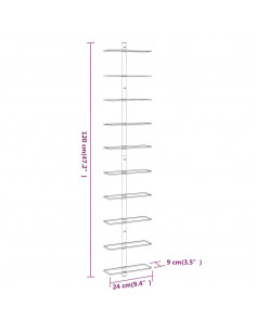 Portavini da Parete per 10 Bottiglie Dorato in Metallo