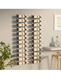 Portavini da Parete per 12 Bottiglie 2 pz Bianchi in Ferro