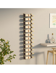 Portavini da Parete per 12 Bottiglie Oro in Ferro