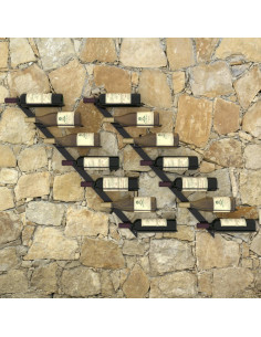 Portavini da Parete per 14 Bottiglie 2 pz Nero in Metallo