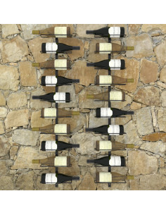 Portavini da Parete per 20 Bottiglie 2 pz Nero in Metallo