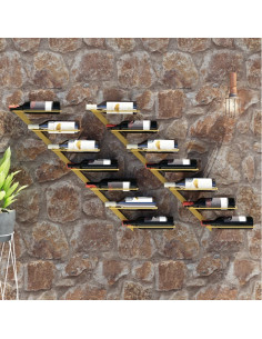 Portavini da Parete per 7 Bottiglie 2 pz Metallo Dorato