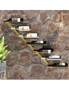 Portavini da Parete per 7 Bottiglie Metallo Dorato