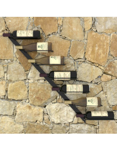 Portavini da Parete per 7 Bottiglie Nero in Metallo