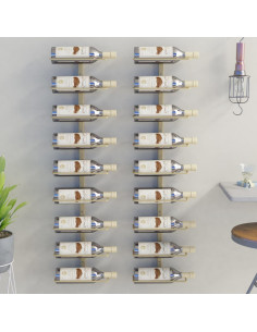 Portavini da Parete per 9 Bottiglie 2 pz Dorato in Ferro
