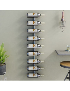 Portavini da Parete per 9 Bottiglie Bianco in Ferro
