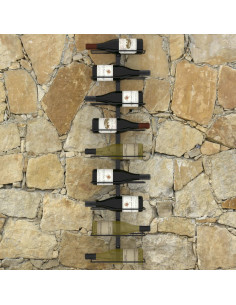 Portavini da Parete per 9 Bottiglie Nero in Ferro