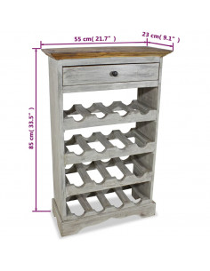 Portavini in Legno Massello Recuperato 55x23x85 cm