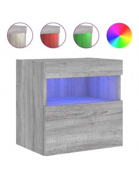 Mobili TV a Parete con Luci LED 2pz Grigio Sonoma 40x30x40 cm
