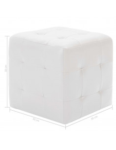Pouf 2 pz Bianco 30x30x30 cm in Similpelle