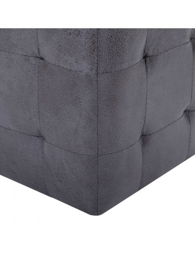 Pouf 2 pz Grigio 30x30x30 cm in Similpelle Scamosciata