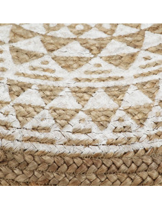 Pouf Lavorato a Mano Bianco 45x30 cm in Juta