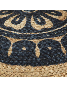 Pouf Lavorato a Mano Blu 45x30 cm in Juta