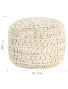 Pouf Lavorato a Mano in Macramé 45x30 cm in Cotone