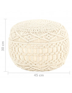 Pouf Lavorato a Mano in Macramé 45x30 cm in Cotone