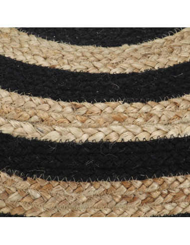 Pouf Lavorato a Mano Nero 45x30 cm in Juta